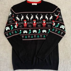 Boys H&M Christmas Sweater Gaming Santa